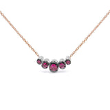 18K rose gold choker necklace with pave diamonds and graduated ruby stones thumbnail 1