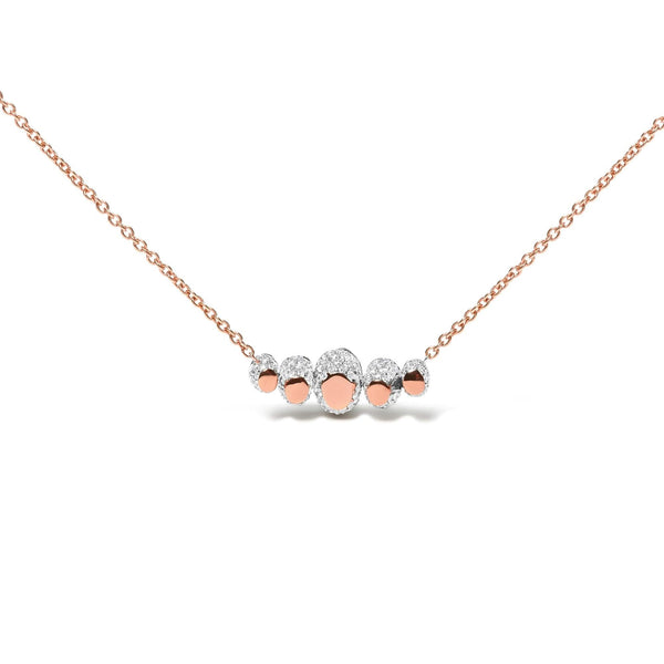 18K Rose Gold 3/4 Cttw Pave Diamonds and Graduated Green Tsavorite Gemstone Curved Bar Choker Necklace (G-H Color, SI1-SI2 Clarity) - Adjustable up to 14