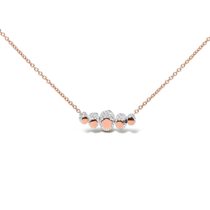 18K Rose Gold 3/4 Cttw Pave Diamonds and Graduated Green Tsavorite Gemstone Curved Bar Choker Necklace (G-H Color, SI1-SI2 Clarity) - Adjustable up to 14
