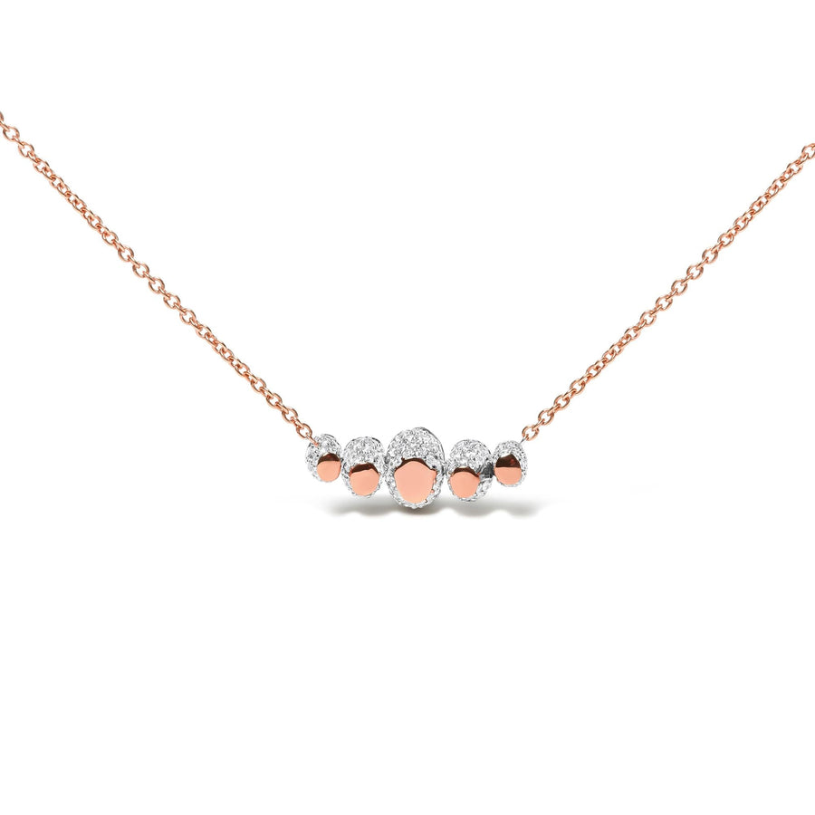 18K Rose Gold 3/4 Cttw Pave Diamonds and Graduated Green Tsavorite Gemstone Curved Bar Choker Necklace (G-H Color, SI1-SI2 Clarity) - Adjustable up to 14