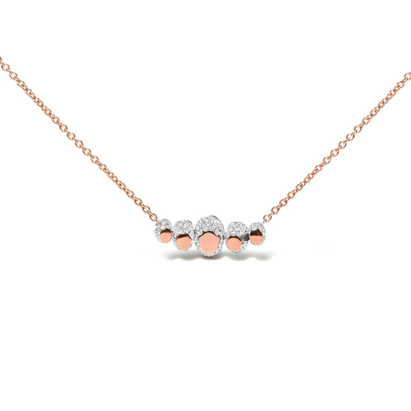 18K Rose Gold 3/4 Cttw Pave Diamonds and Graduated Green Tsavorite Gemstone Curved Bar Choker Necklace (G-H Color, SI1-SI2 Clarity) - Adjustable up to 14