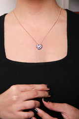 18K Rose Gold 3/4 Cttw Diamond and Purple Amethyst Cluster Heart Shape 18