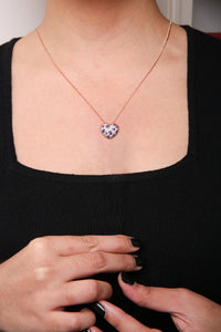 18K Rose Gold 3/4 Cttw Diamond and Purple Amethyst Cluster Heart Shape 18
