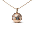 18K rose gold necklace with black and white heart diamond cluster