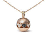 18K rose gold necklace with black and white heart diamond cluster thumbnail 1