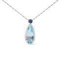 18K white gold necklace with pave diamond, sky blue topaz, and sapphire stones