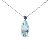 18K white gold necklace with pave diamond, sky blue topaz, and sapphire stones thumbnail 1