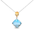 18K yellow gold necklace with citrine, blue topaz, and diamond accent stones