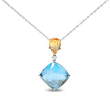 18K yellow gold necklace with citrine, blue topaz, and diamond accent stones thumbnail 1