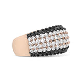 18K Rose Gold 2 1/5 Cttw Black and White Diamond 6 Row Band Ring (F-G and Black Color, VS1-VS2 Clarity)-3 thumbnail 4