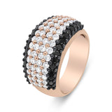 18K Rose Gold 2 1/5 Cttw Black and White Diamond 6 Row Band Ring (F-G and Black Color, VS1-VS2 Clarity)-4 thumbnail 5