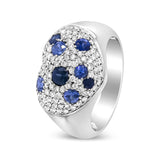 18K White Gold Blue Sapphire and 5/8 Cttw Diamond Cluster Heart Shaped  Ring (F-G Color, VS1-VS2 Clarity)-4 thumbnail 5