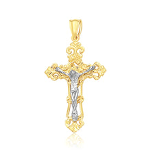 Load image into Gallery viewer, 14k Two Tone Gold Cross Pendant