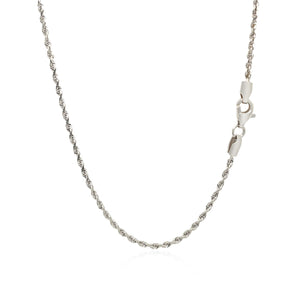 2.0mm 14k White Gold Solid Diamond Cut Rope Chain