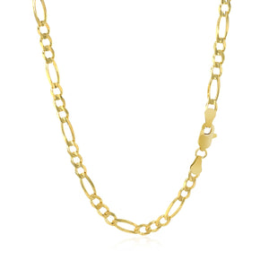 3.8mm 14k Yellow Gold Solid Figaro Chain