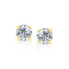 Load image into Gallery viewer, 14k Yellow Gold 8.0mm Round CZ Stud Earrings