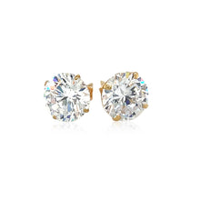 Load image into Gallery viewer, 14k Yellow Gold 8.0mm Round CZ Stud Earrings