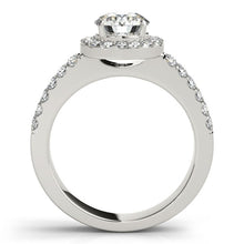 Load image into Gallery viewer, 14k White Gold Halo Diamond Engagement Ring With Double Row Band (1 3/8 cttw)