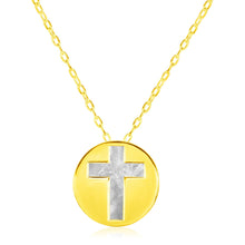 Load image into Gallery viewer, 14k Yellow Gold Necklace with Cross Symbol in Mother of Pearl