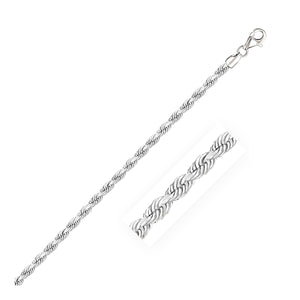 3.0mm 14k White Gold Solid Diamond Cut Rope Chain