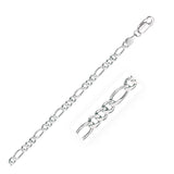 14K white gold Figaro chain bracelet with solid alternating links thumbnail 1