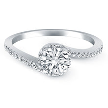 Load image into Gallery viewer, 14k White Gold Bypass Swirl Diamond Halo Engagement Ring