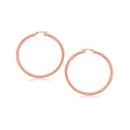 14K rose gold polished hoop earrings, 25 mm, mirror finish