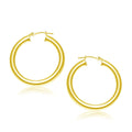 14K yellow gold polished hoop earrings, 30 mm, no stones