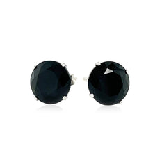 Load image into Gallery viewer, 14k White Gold 8.0mm Round Black CZ Stud Earrings