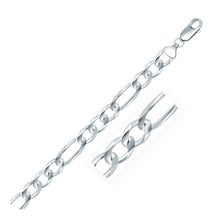 Load image into Gallery viewer, Rhodium Plated 8.8mm Sterling Silver Figaro Style Chain