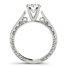 Load image into Gallery viewer, 14k White Gold Round Diamond Antique Style Engagement Ring (1 1/8 cttw)