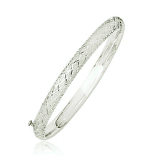 Load image into Gallery viewer, 14k White Gold Diamond Carved Bangle (6.0 mm)