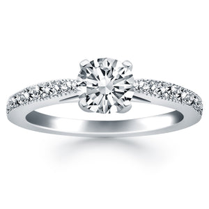 14k White Gold Diamond Pave Cathedral Engagement Ring