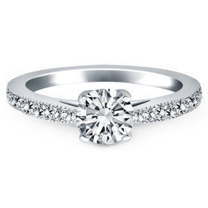 14k White Gold Diamond Pave Cathedral Engagement Ring