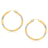 14k Two Tone Gold Polished Hoop Earrings (30 mm) thumbnail 1