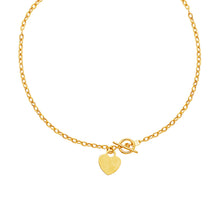 Load image into Gallery viewer, Toggle Necklace with Heart Charm in 14k Yellow Gold