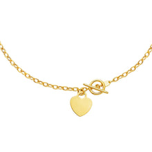 Load image into Gallery viewer, Toggle Necklace with Heart Charm in 14k Yellow Gold