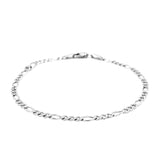 2.6mm 14k White Gold Solid Figaro Bracelet thumbnail 3