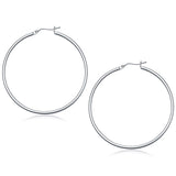 14k White Gold Polished Hoop Earrings (50 mm) thumbnail 1