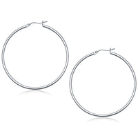 14k White Gold Polished Hoop Earrings (50 mm)