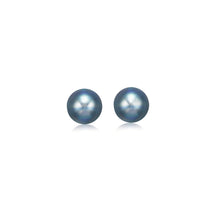 Load image into Gallery viewer, 14k Yellow Gold Cultured Black Pearl Stud Earrings (7.0 mm)