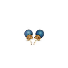 Load image into Gallery viewer, 14k Yellow Gold Cultured Black Pearl Stud Earrings (7.0 mm)