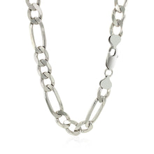 Load image into Gallery viewer, Rhodium Plated 9.0mm Sterling Silver Figaro Style Chain