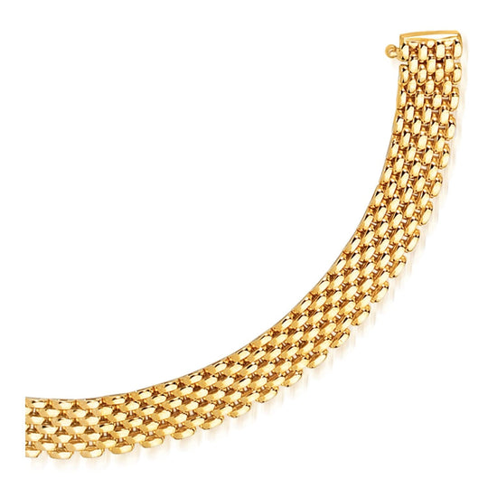 14K yellow gold flexible panther link bracelet, 9.0mm width