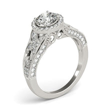 Load image into Gallery viewer, 14k White Gold Diamond Engagement Ring with Baroque Shank Design (1 1/8 cttw)