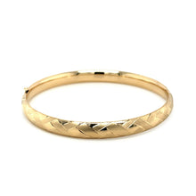 Load image into Gallery viewer, 14k Yellow Gold Domed Bangle with a Weave Motif