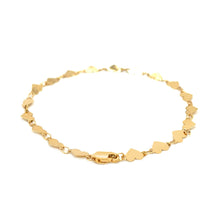 Load image into Gallery viewer, 14k Yellow Gold 7 inch Mirrored Heart Chain Bracelet
