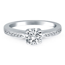 Load image into Gallery viewer, 14k White Gold Cathedral Engagement Ring with Pave Diamonds