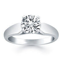 Load image into Gallery viewer, 14k White Gold Tapered Cathedral Solitaire Engagement Ring