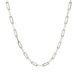 14K White Gold Paperclip Chain (2.5mm)
